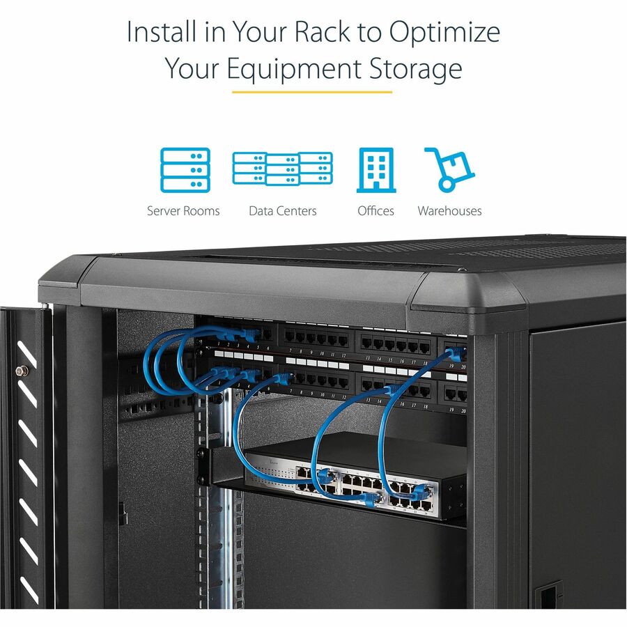 StarTech.com 2U Server Rack Cabinet Shelf - Fixed 16" Deep Cantilever Rackmount Tray for 19" Data/AV/Network Enclosure w/cage nuts, screws