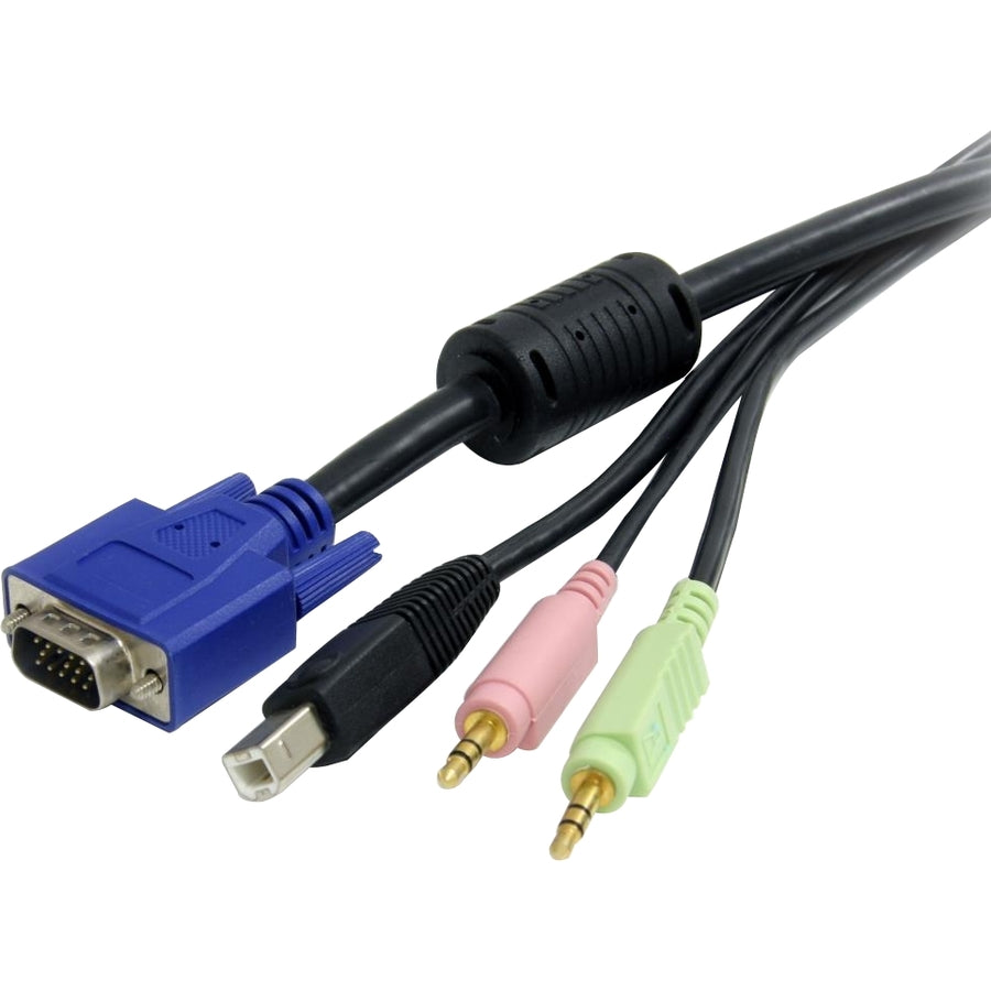 StarTech.com 4-in-1 USB VGA KVM Cable - Audio and Microphone - Keyboard / video / mouse / audio cable - 4 pin USB Type A, HD-15, mini-phone stereo 3.5 mm (M) - HD-15, mini-phone stereo 3.5 mm , 4 pin USB Type B (M) - 10 ft