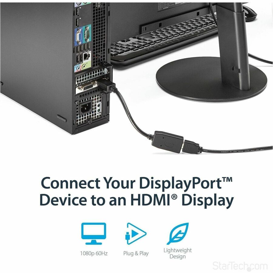 StarTech.com DisplayPort to HDMI Adapter, 1080p DP to HDMI Adapter/Video Converter, VESA Certified, DP to HDMI Monitor/Display, Passive