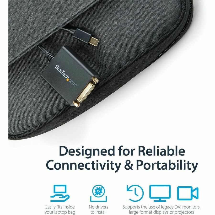 StarTech.com Mini DisplayPort to DVI Adapter, Mini DP to DVI-D Converter, 1080p Video, VESA Certified, mDP 1.2 to DVI Monitor/Display
