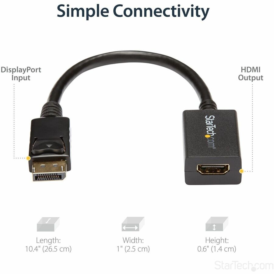 Adaptateur StarTech.com DisplayPort vers HDMI, convertisseur vidéo DP vers HDMI 1080p, dongle moniteur/TV DP vers HDMI, connecteur DP verrouillable passif