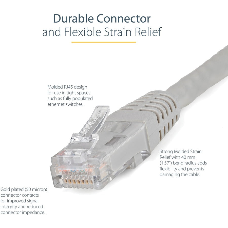 StarTech.com 10ft CAT6 Ethernet Cable - Gray Molded Gigabit - 100W PoE UTP 650MHz - Category 6 Patch Cord UL Certified Wiring/TIA