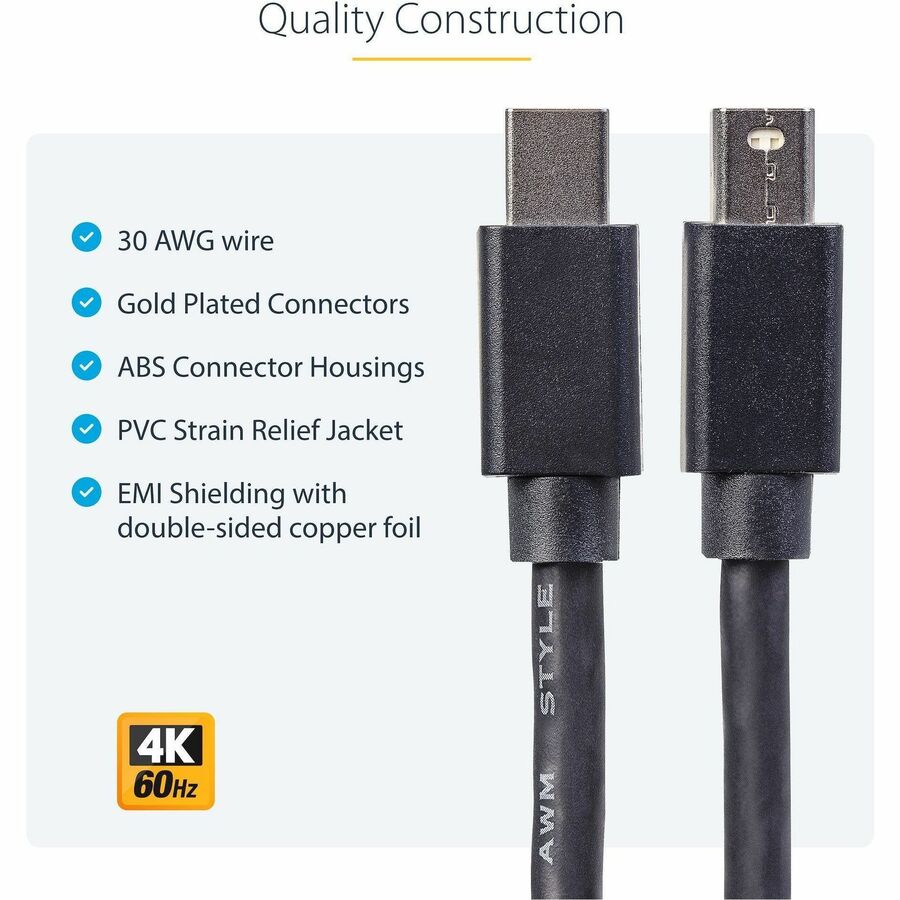 Câble Mini DisplayPort 1.2 M/M StarTech.com de 90 cm (3 pi) - Mini DisplayPort 4K