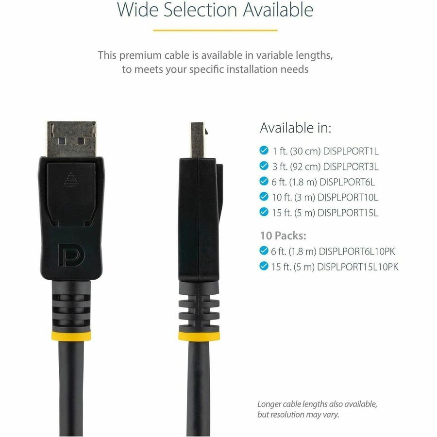 StarTech.com 3ft (1m) DisplayPort 1.2 Cable, 4K x 2K UHD VESA Certified DisplayPort Cable, DP Cable/Cord for Monitor, w/ Latches