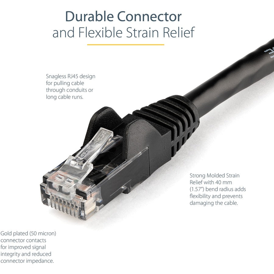 StarTech.com 15ft CAT6 Ethernet Cable - Black Snagless Gigabit - 100W PoE UTP 650MHz Category 6 Patch Cord UL Certified Wiring/TIA