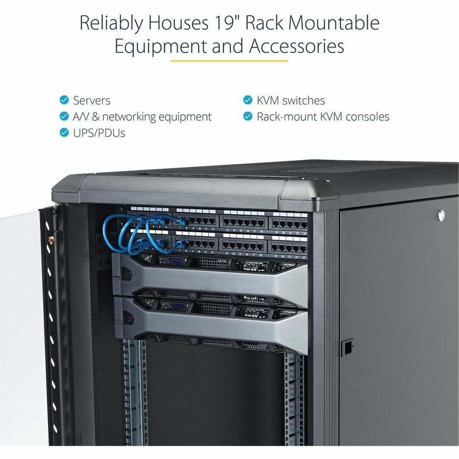 StarTech.com 4-Post 25U Server Rack Cabinet, 19" Data Rack Cabinet for Computer / IT Equipment, Home Network Rack, Half Height Server Rack
