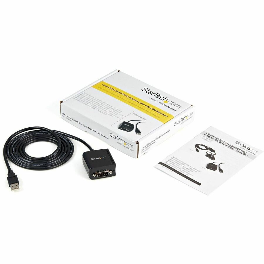 StarTech.com USB to Serial Adapter - 1 port - USB Powered - FTDI USB UART Chip - DB9 (9-pin) - USB to RS232 Adapter
