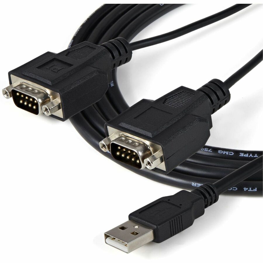 StarTech.com USB to Serial Adapter - 2 Port - COM Port Retention - FTDI - USB to RS232 Adapter Cable - USB to Serial Converter