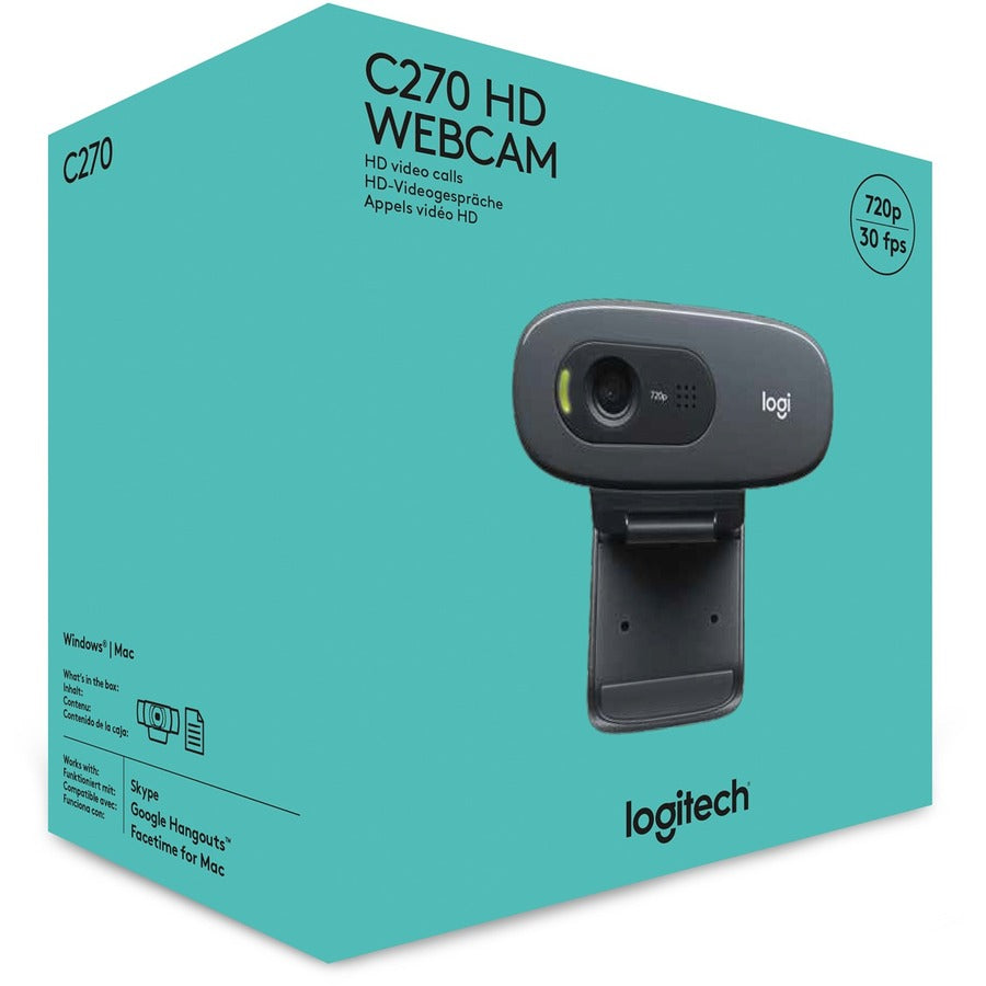 Webcam Logitech C270 - 30 ips - Noir - USB 2.0 - 1 pack