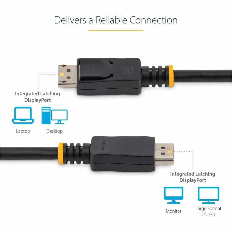 StarTech.com 2m (6ft) DisplayPort 1.2 Cable, 4K x 2K UHD VESA Certified DisplayPort Cable, DP Cable/Cord for Monitor, w/ Latches