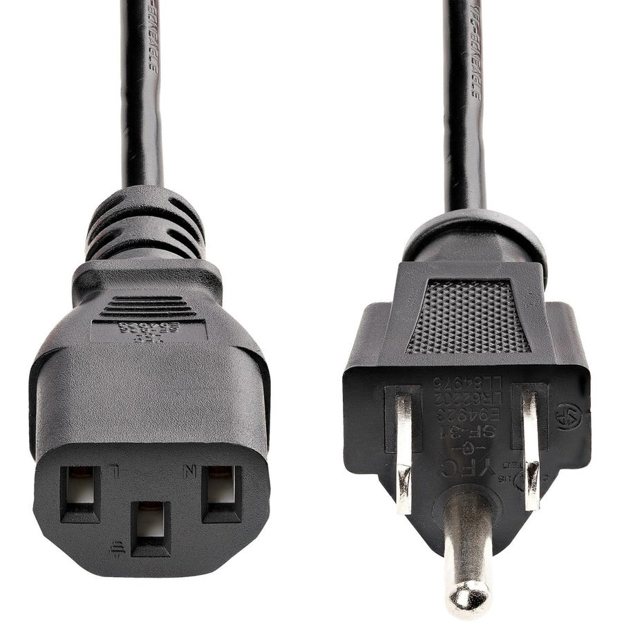 StarTech.com 10ft (3m) Heavy Duty Power Cord, NEMA 5-15P to C13, 15A 125V 14AWG, Replacement AC Computer Power Cord, PC Power Supply Cable
