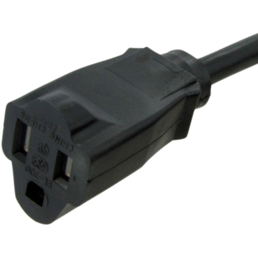 StarTech.com 10ft (3m) Heavy Duty Extension Cord, NEMA5-15R to NEMA5-15P Black Extension Cord, 15A 125V, 14AWG, Heavy Gauge Power Cable