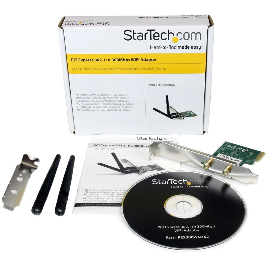 Adaptateur réseau sans fil N PCI Express StarTech.com - 300 Mbit/s PCIe 802.11 b/g/n - 2T2R 2,2 dBi