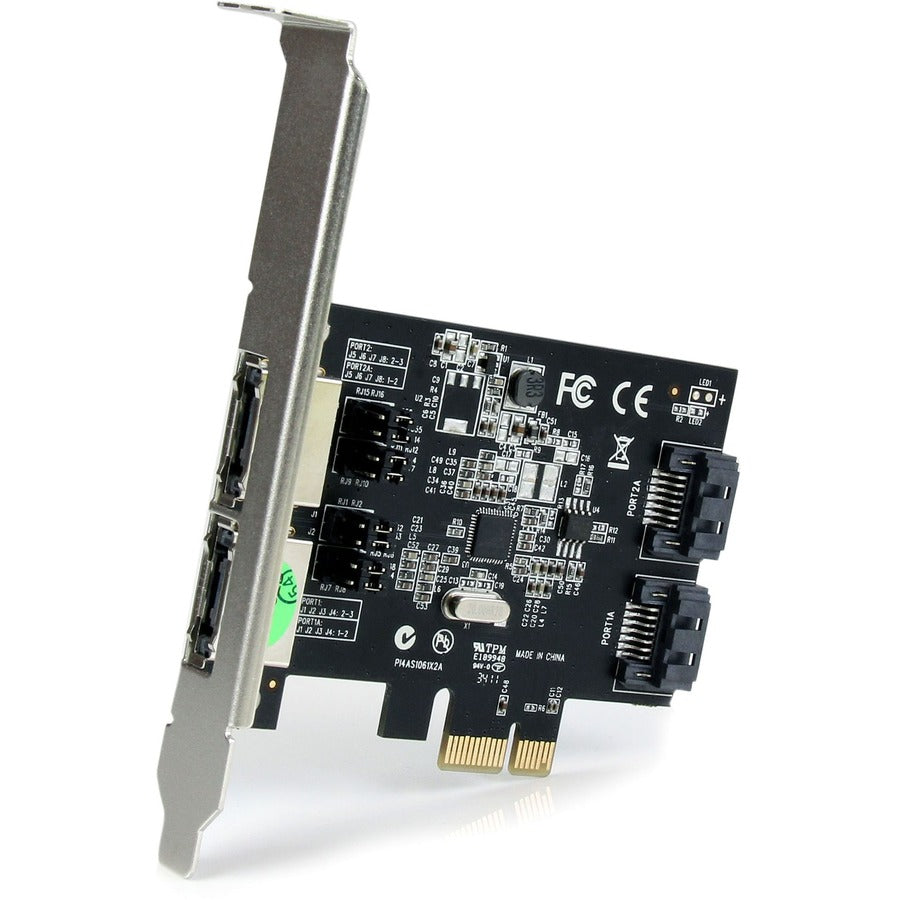 StarTech.com Carte contrôleur eSATA PCI Express SATA 6 Gbit/s 2 ports - Carte double port PCIe SATA III - 2 ports internes/2 ports externes