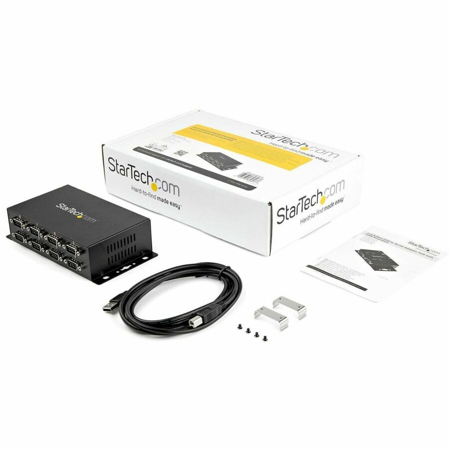 StarTech.com USB to Serial Adapter Hub - 8 Port - Industrial - Wall Mount - Din Rail - COM Port Retention - FTDI USB to RS232