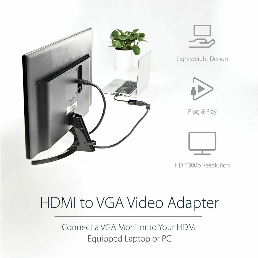 Adaptateur HDMI vers VGA StarTech.com - 1080p - 1920 x 1080 - Noir - Convertisseur HDMI - Adaptateur moniteur VGA vers HDMI