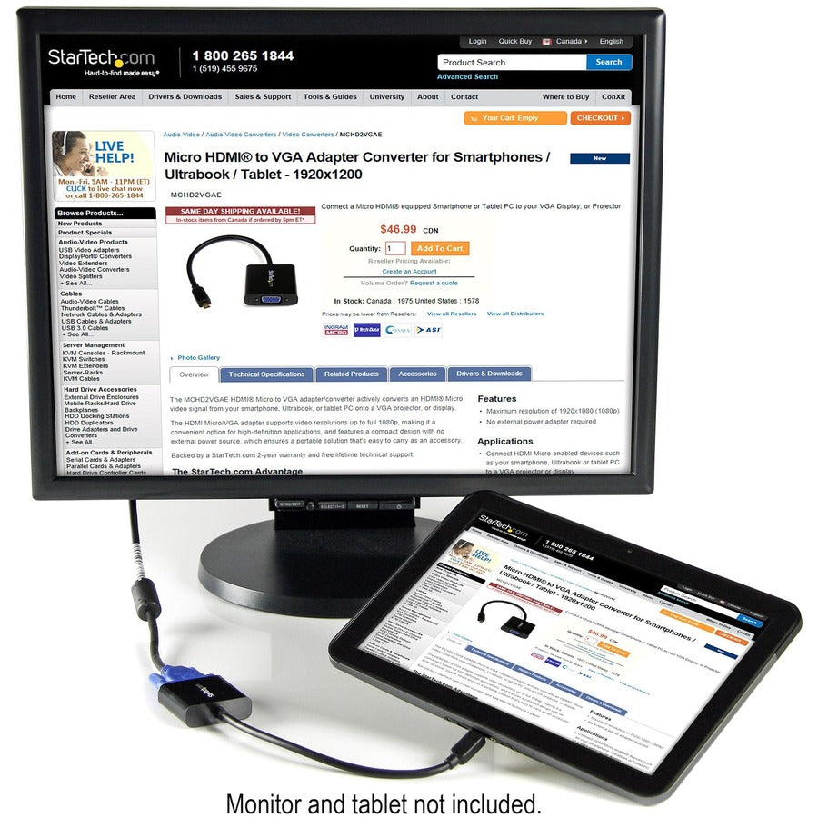 StarTech.com Micro HDMI® to VGA Adapter Converter for Smartphones / Ultrabook / Tablet - 1920x1080