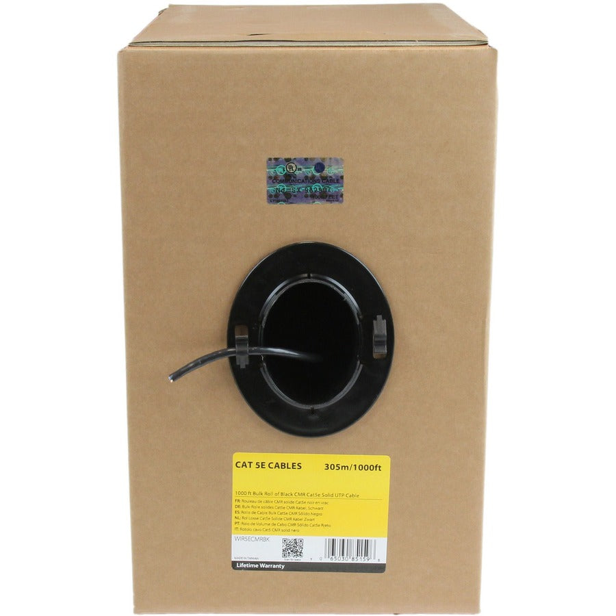 1000ft Bulk Cat5e Solid Ethernet Cable - Black
