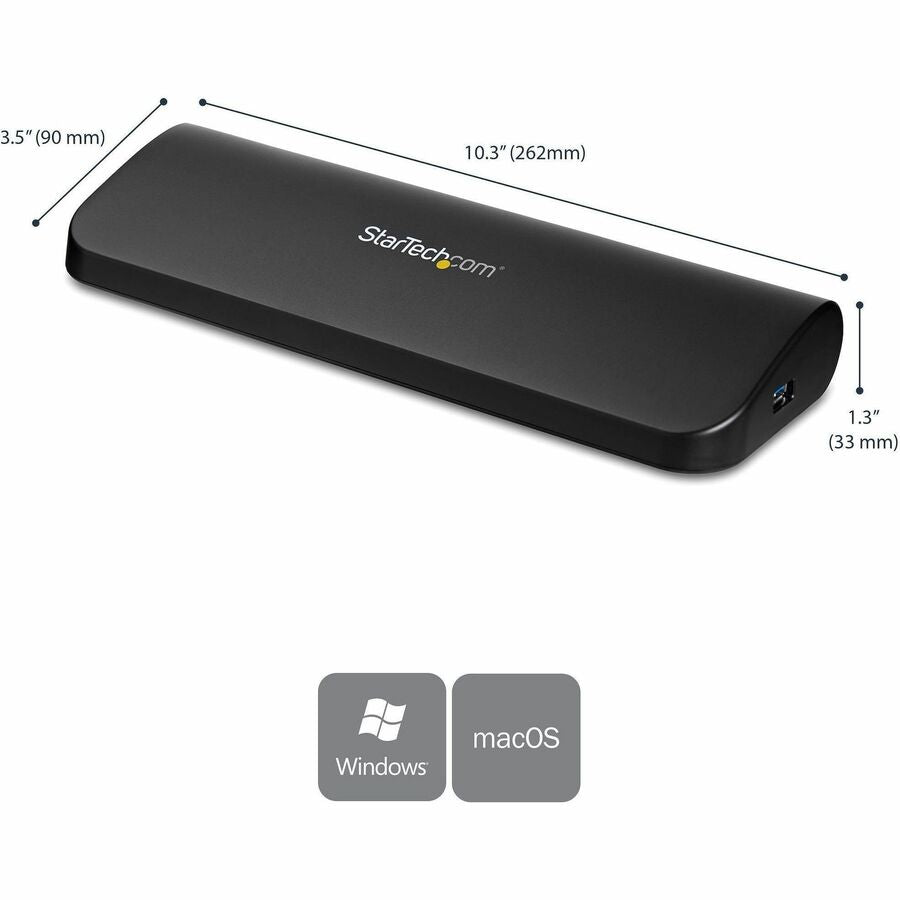 Station d'accueil USB 3.0 pour ordinateur portable StarTech.com, double écran, HDMI et DVI/VGA, 3 hubs USB-A, GbE, audio, station d'accueil USB-A universelle, Windows/Mac, TAA