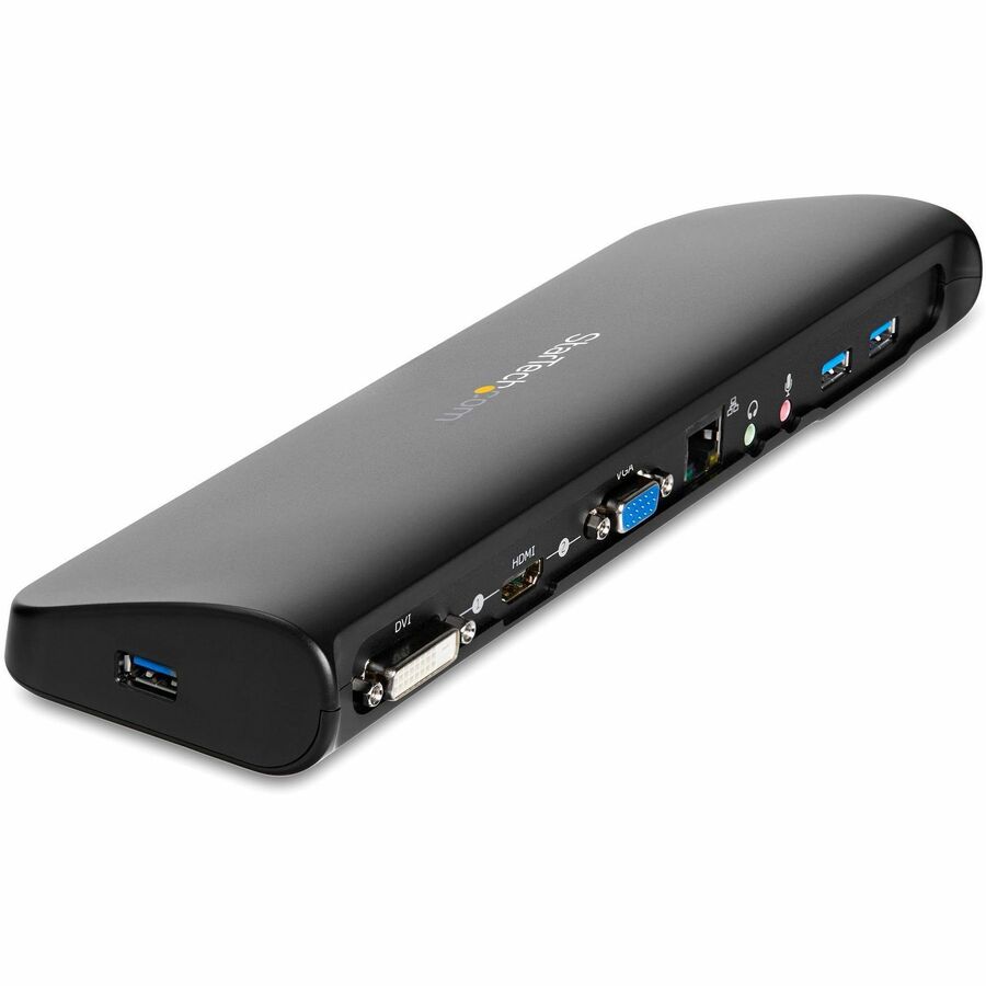 Station d'accueil USB 3.0 pour ordinateur portable StarTech.com, double écran, HDMI et DVI/VGA, 3 hubs USB-A, GbE, audio, station d'accueil USB-A universelle, Windows/Mac, TAA
