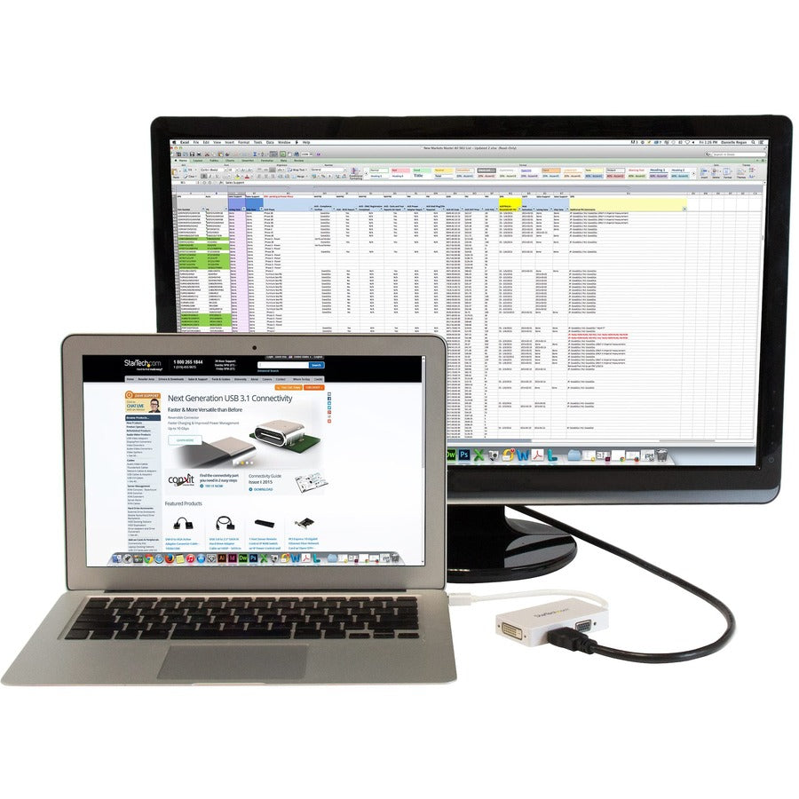 Adaptateur audio/vidéo de voyage StarTech.com : convertisseur 3-en-1 Mini DisplayPort vers VGA, DVI ou HDMI - Blanc