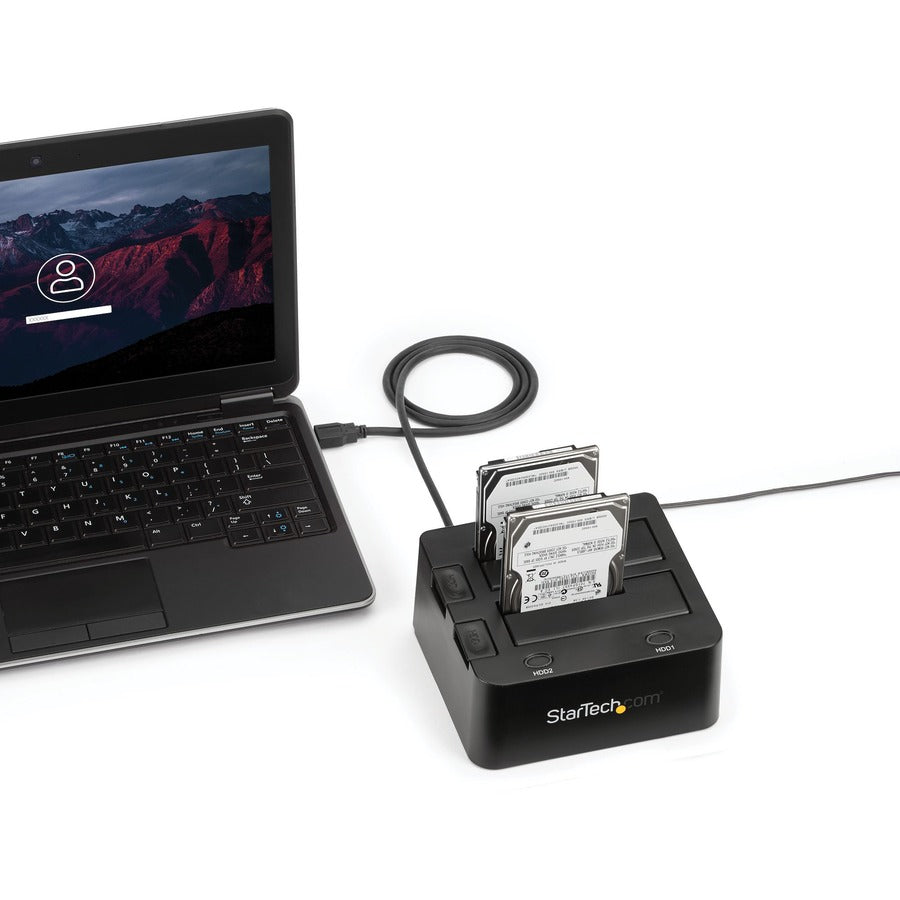 StarTech.com Dual-Bay USB 3.0 to SATA Hard Drive Docking Station, 2.5/3.5" SATA I/II/III, SSD/HDD Dock, USB Hard Drive Bay, Top-Loading