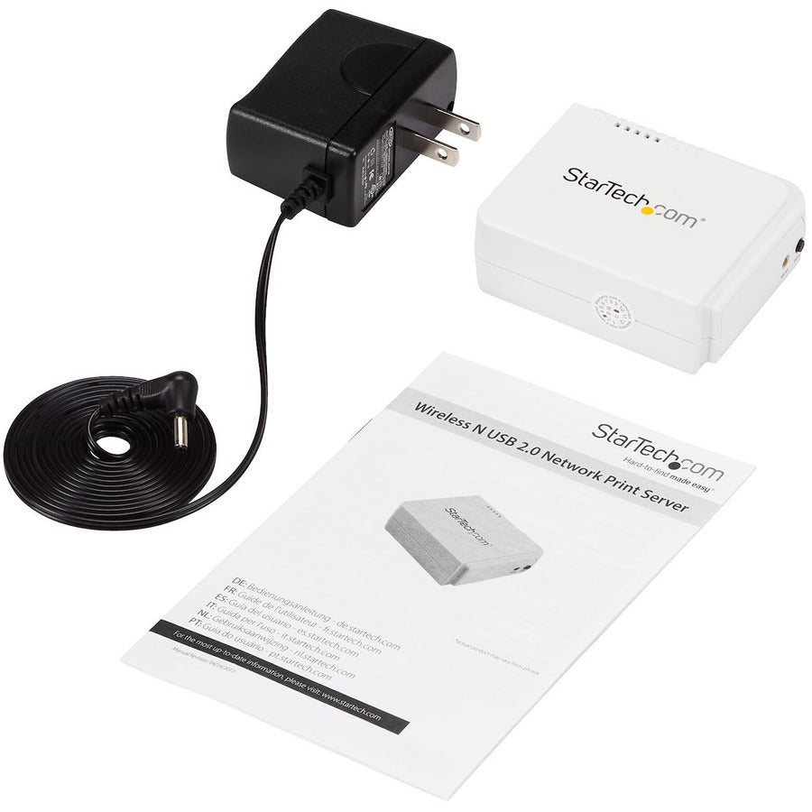 Serveur d'impression réseau sans fil N USB 1 port StarTech.com avec port Ethernet 10/100 Mbit/s - 802.11 b/g/n