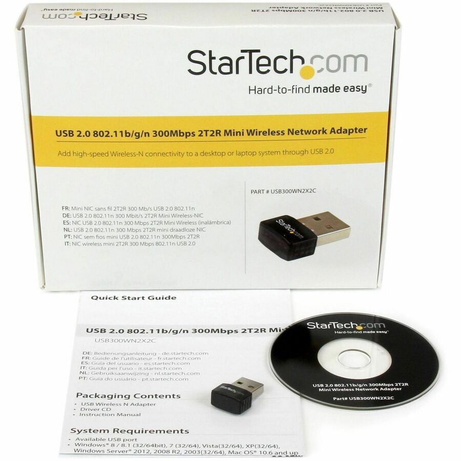Adaptateur réseau mini sans fil N USB 2.0 300 Mbit/s StarTech.com - Adaptateur Wi-Fi 802.11n 2T2R