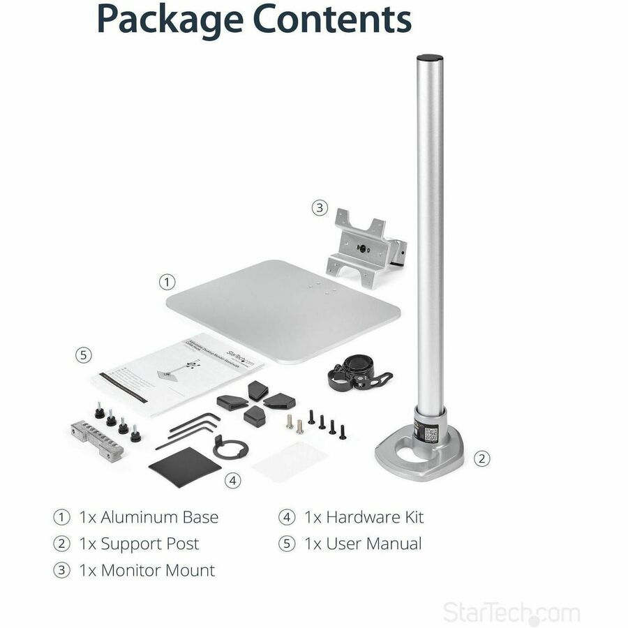 StarTech.com Single Monitor Stand, For up to 34" (30.9lb/14kg) VESA Mount Monitors, Works with iMac / Apple Cinema Displays, Steel, Silver