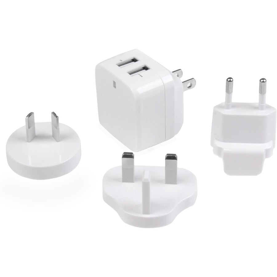 Star Tech.com Travel USB Wall Charger - 2 Port - White - Universal Travel Adapter - International Power Adapter - USB Charger