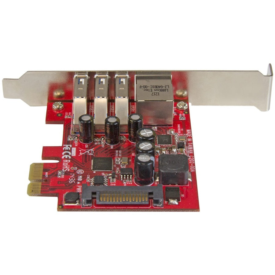 StarTech.com 3 Port PCI Express USB 3.0 Card + Gigabit Ethernet - 5Gbps