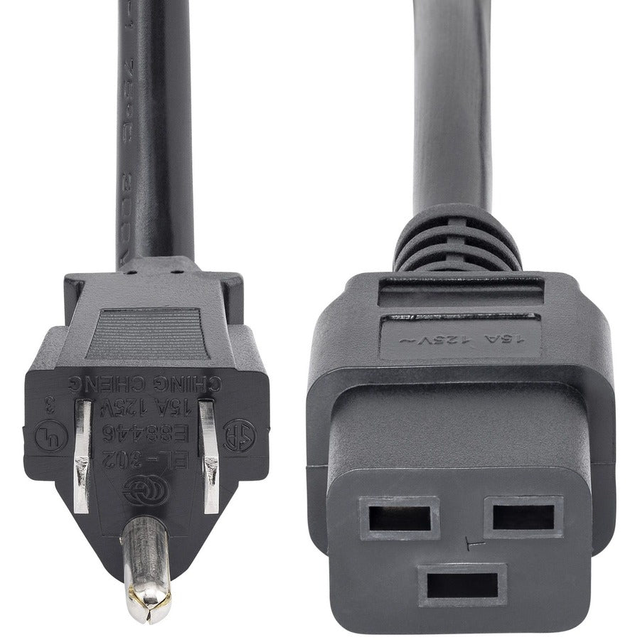 StarTech.com 10ft (3m) Heavy Duty Power Cord, NEMA 5-15P to C19, 15A 125V, 14AWG, Computer Power Cord, Heavy Gauge Power Cable