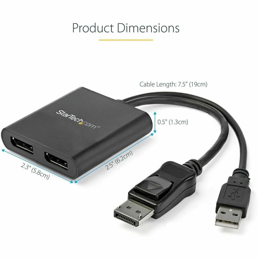 StarTech.com Dual-Monitor DisplayPort 1.2 Splitter, DisplayPort to 2x DP Multi-Monitor Adapter, Dual 4K 30Hz Computer MST Hub, Windows~2-Port Multi Monitor Adapter, DisplayPort 1.2 MST Hub, Dual 4K 30Hz, Video Splitter for Extended Desktop Mode, Windows O