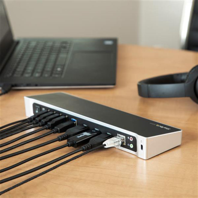 StarTech.com Triple Monitor USB 3.0 Docking Station for Laptops - Mac & Windows - USB Fast Charge Port - Up to 4K - USB3DOCKH2DP