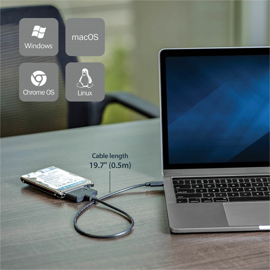 StarTech.com USB C To SATA Adapter - for 2.5" SATA Drives - UASP - External Hard Drive Cable - USB Type C to SATA Adapter