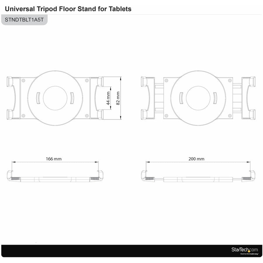 StarTech.com Adjustable Tablet Tripod Stand - For 6.5" to 7.8" Wide Tablets - Height adjustable from 29.3" to 62" (74.5 cm to 157 cm) - Rotate the tablet 360 degrees - Tilt the screen to your preferred viewing angle - Present content with a steady screen