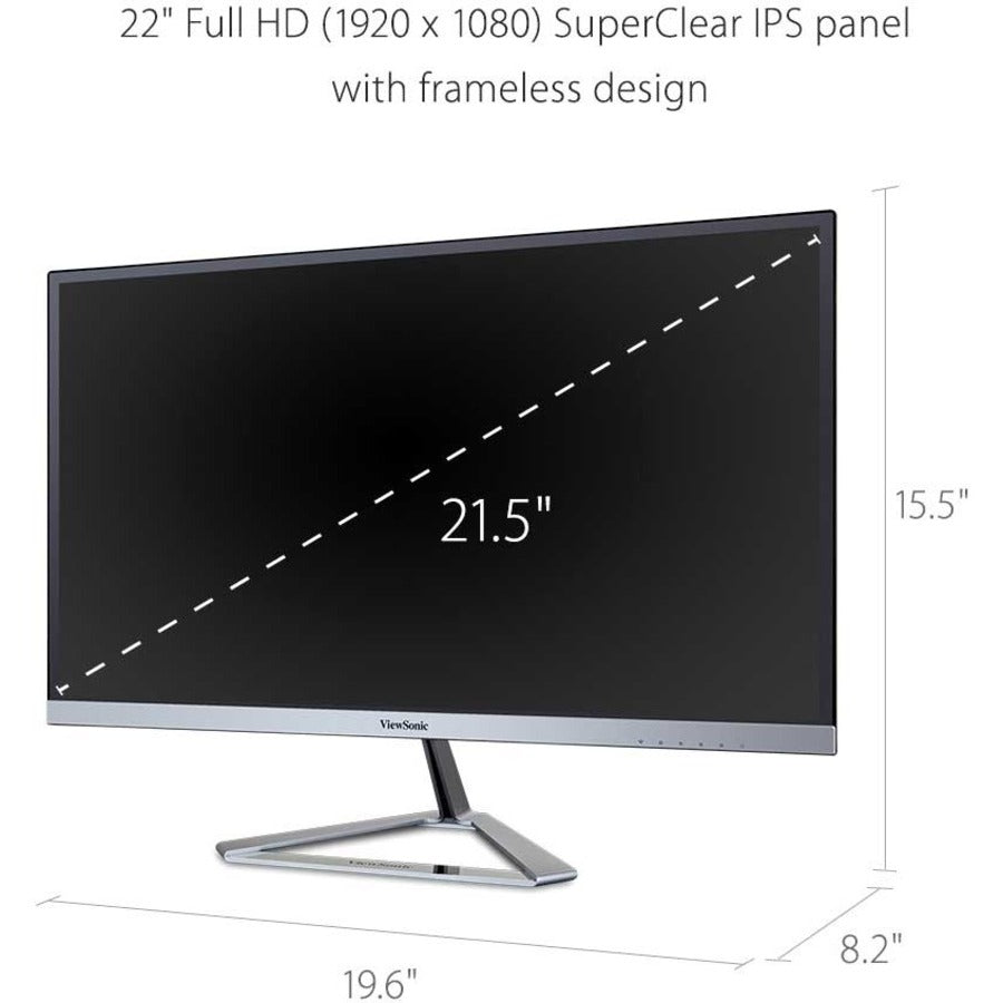 Écran ViewSonic 22 pouces, dalle IPS, résolution 1920 x 1080