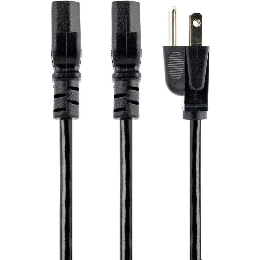 StarTech.com Cordon d'alimentation en Y pour ordinateur, 3 m (10 pi), NEMA 5-15P vers C13, 10 A 125 V, 18 AWG, noir. Cordon d'alimentation de remplacement pour PC, câble d'alimentation pour téléviseur/moniteur.