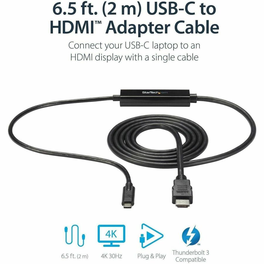 Câble USB-C vers HDMI StarTech.com - 2 m - USB-C vers HDMI 4K 60 Hz - USB Type-C vers HDMI - Câble pour écran d'ordinateur