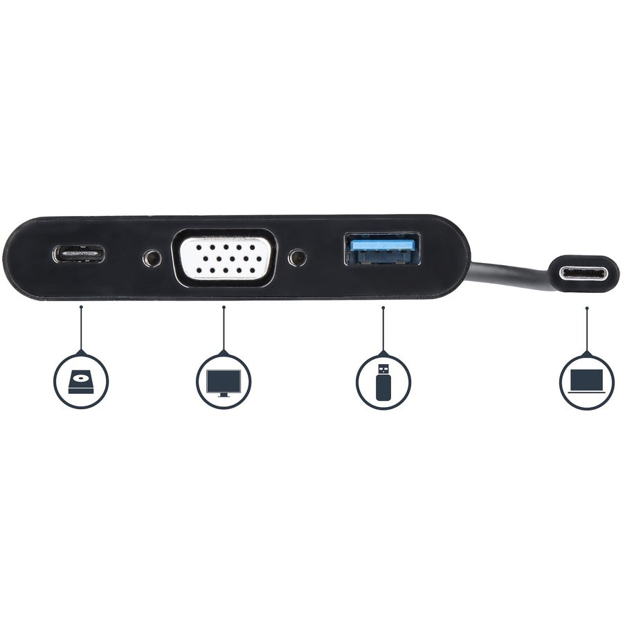 StarTech.com USB-C VGA Multiport Adapter - USB-A Port - with Power Delivery (USB PD) - USB C Adapter Converter - USB C Dongle