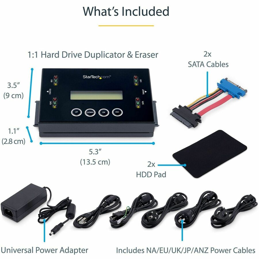 StarTech.com Hard Drive and USB Thumb Drive Duplicator/Eraser, USB Flash and SATA HDD/SSD Disk Cloner/Copier and Wiper, Toolless Sanitizer