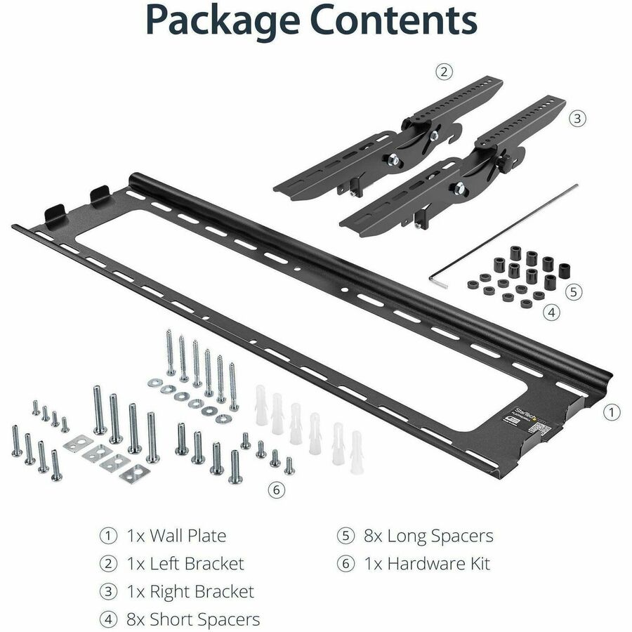 StarTech.com Flat Screen TV Wall Mount - Tilting - For 32" to 75" TVs - Steel - VESA TV Mount - Monitor Wall Mount