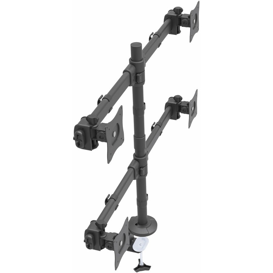 StarTech.com Support de bureau pour quatre écrans, 4 écrans VESA jusqu'à 27 pouces (8 kg), support de poteau articulé ergonomique à hauteur réglable