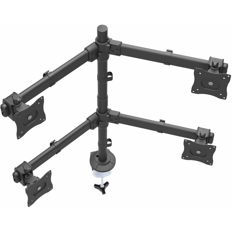 StarTech.com Support de bureau pour quatre écrans, 4 écrans VESA jusqu'à 27 pouces (8 kg), support de poteau articulé ergonomique à hauteur réglable