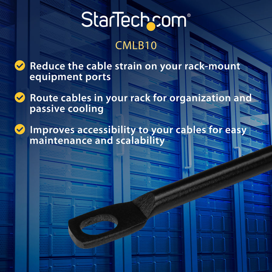 StarTech.com Barre de laçage horizontale pour racks - Gestionnaire de câbles horizontaux - Lot de 10