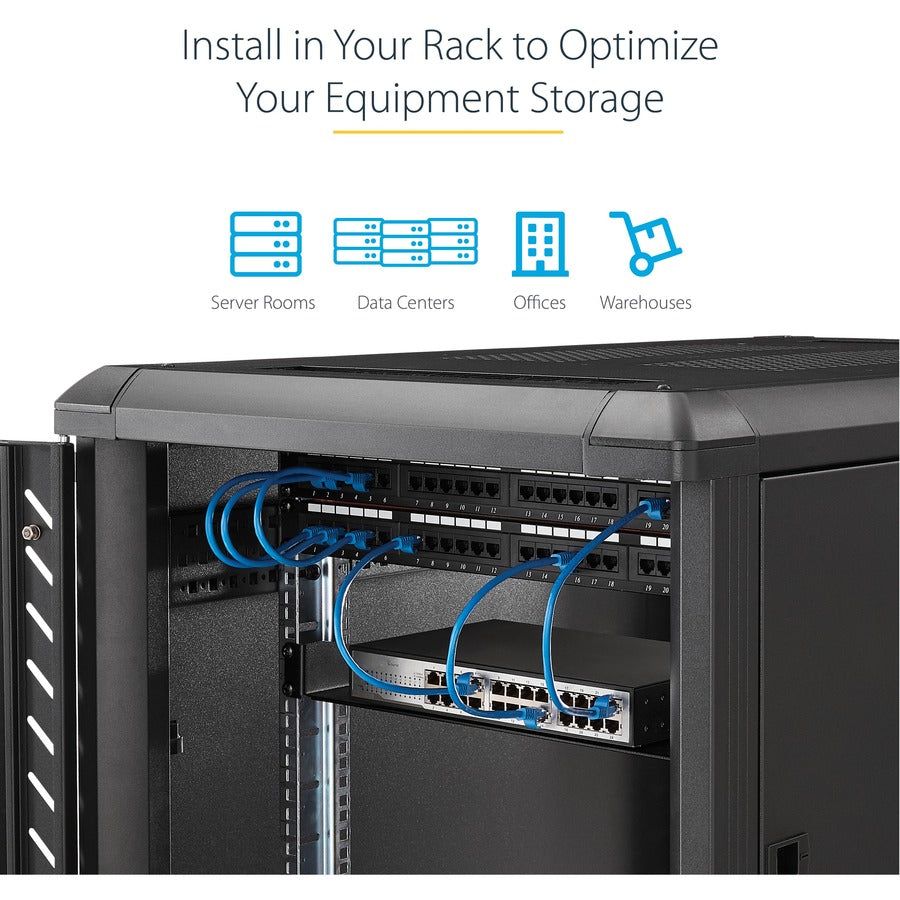 Étagère pour rack serveur 1U StarTech.com - Plateau de montage en rack cantilever fixe de 25,4 cm de profondeur pour boîtier de données/audiovisuel/réseau de 48,3 cm (19 pouces) avec écrous cage et vis