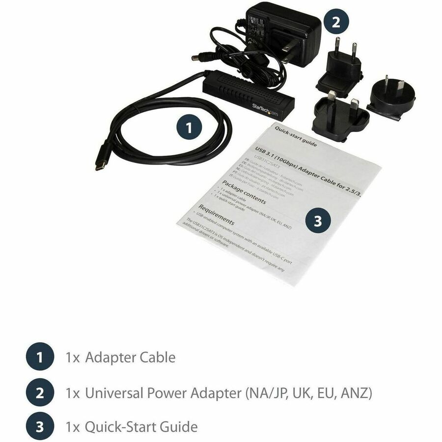 Câble adaptateur USB-C vers SATA StarTech.com pour disques SSD/HDD 2,5"/3,5" - Câble adaptateur USB 3.1 (10 Gbit/s) pour disque dur - Adaptateur USB SATA