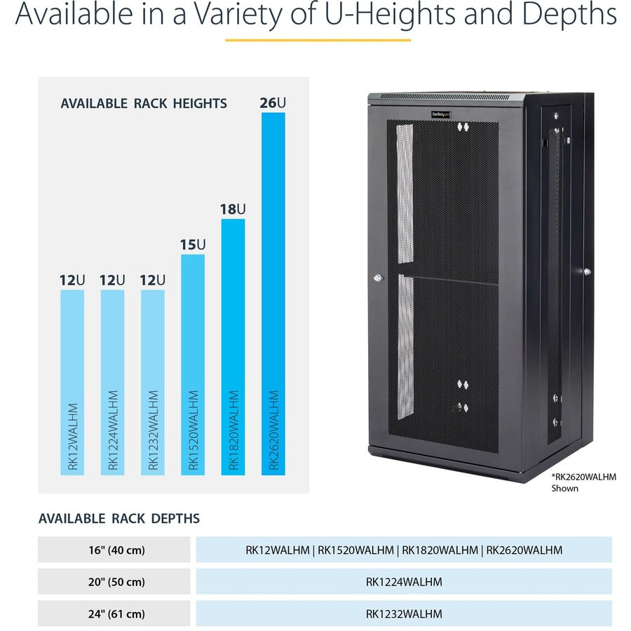 StarTech.com 15U 19" Wall Mount Network Cabinet - 16" Deep Hinged Locking Flexible IT Data Equipment Rack Vented Switch Enclosure w/Shelf