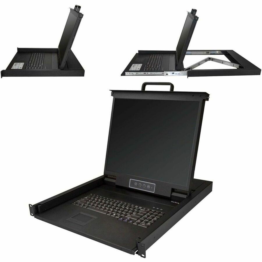 StarTech.com Rackmount KVM Console - 1U 19" LCD Monitor Single Port VGA KVM Server Rack Drawer includes Cables & Hardware - USB Support