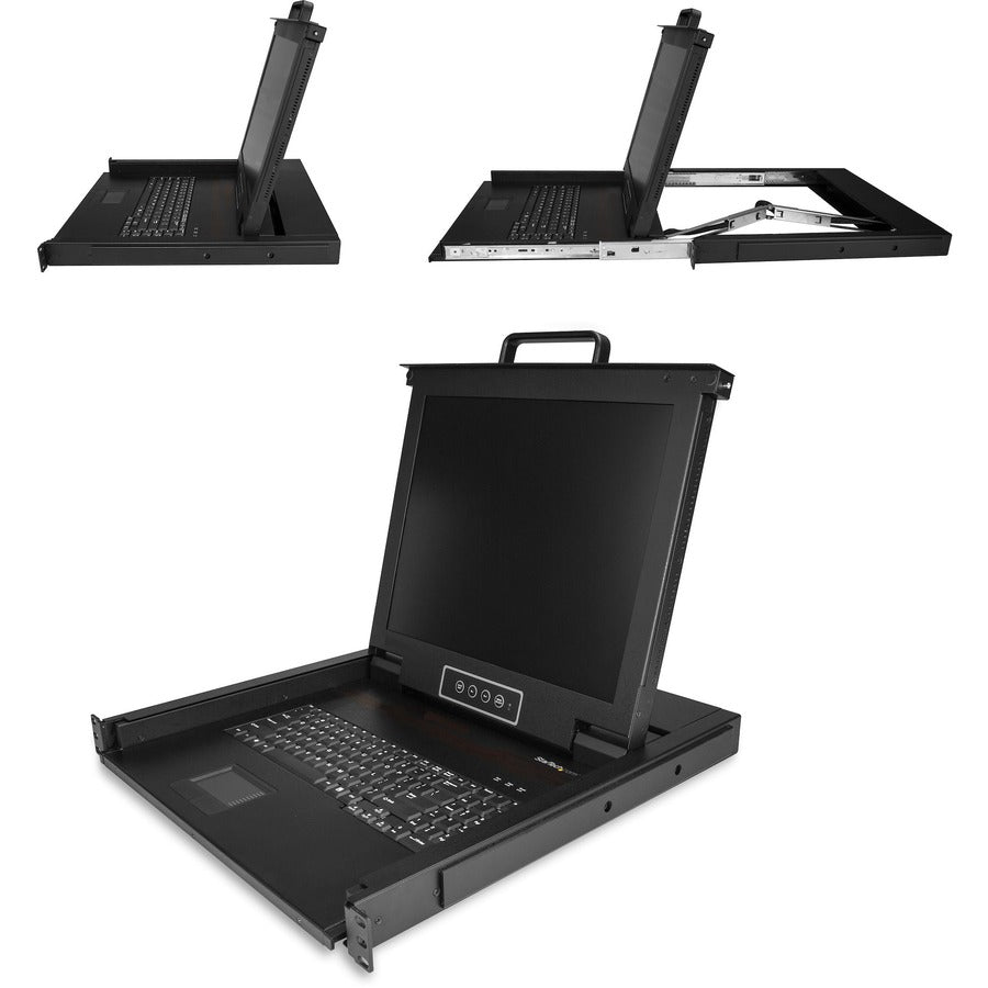 StarTech.com Rackmount KVM Console - 1U 17" LCD Monitor Single Port VGA KVM Server Rack Drawer includes Cables & Hardware - USB Support